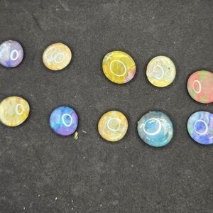 Hand Crafted Refrigerator Magnets Rainbow Extra Strong Glass Cabochon Art Set 10